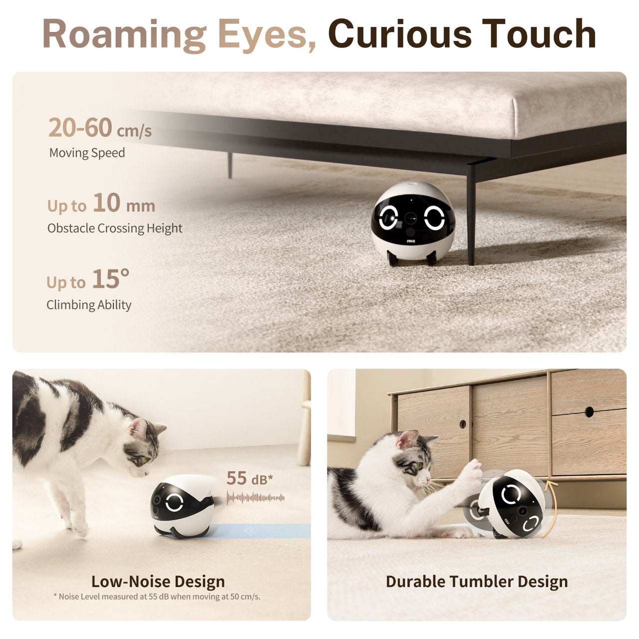 ENABOT ROLA Mini Katzenspielzeug Laser interaktiver Katzenroboter