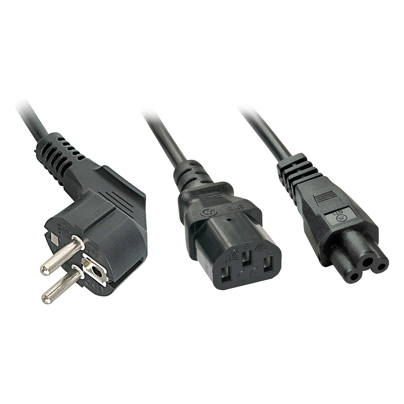 LINDY IEC-Y-Netzkabel an IEC C13 & C5 Schukostecker/C13 2m