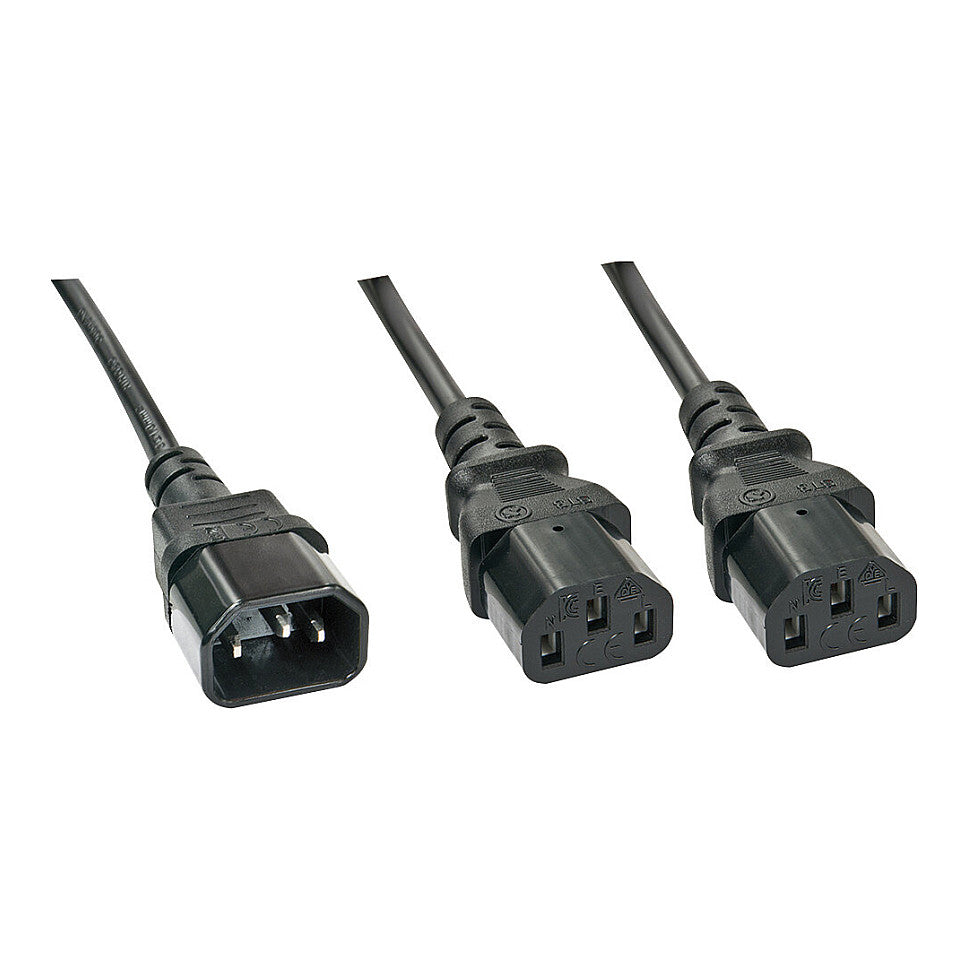 LINDY IEC-Netzkabel C14 an 2x IEC C13 1m