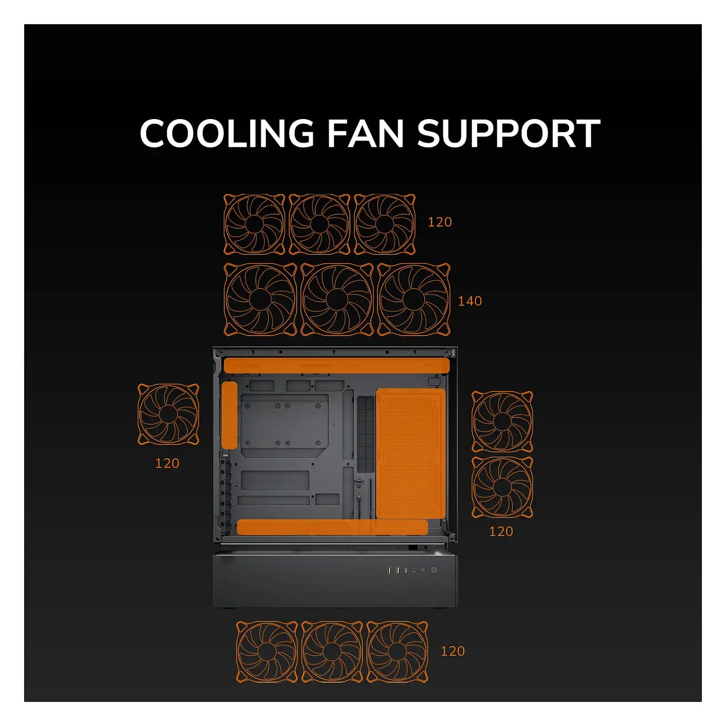 Midi COUGAR CFV235, ARGB, Glas, Schwarz