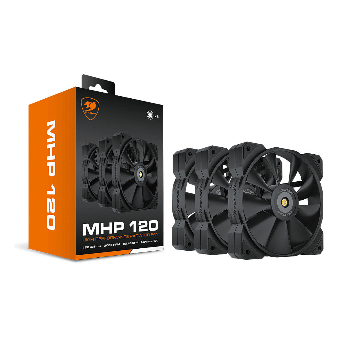 120mm COUGAR Gehäuse Lüfter MHP 120, Schwarz, 3er-Pack
