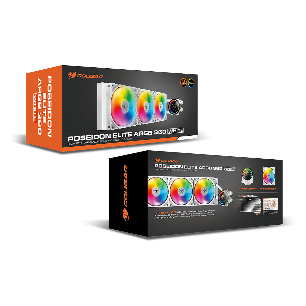 K COUGAR CPU Wasserkühlung Poseidon Elite 360, ARGB, Schwarz