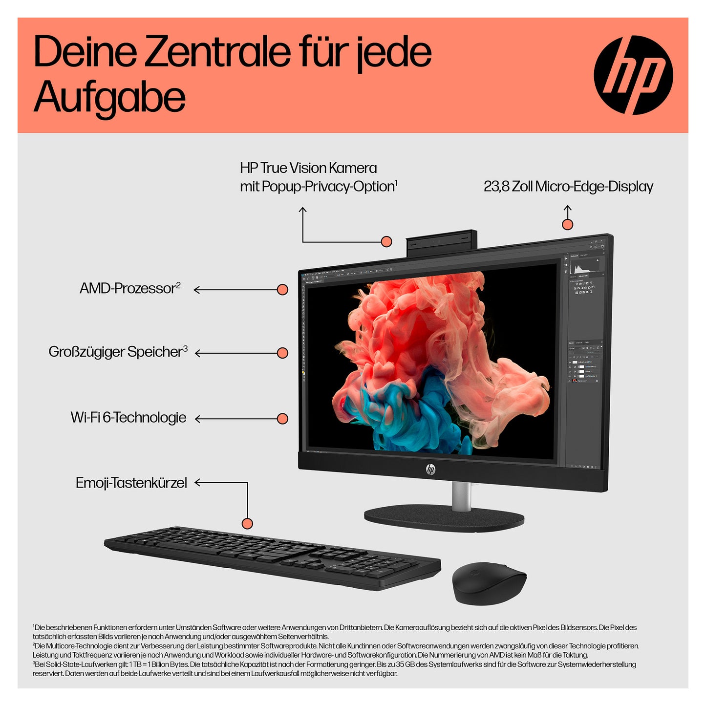 HP 23,8" FHD IPS All-in-One R5-7520U 8GB/512GB SSD Win11 24-cr0400ng