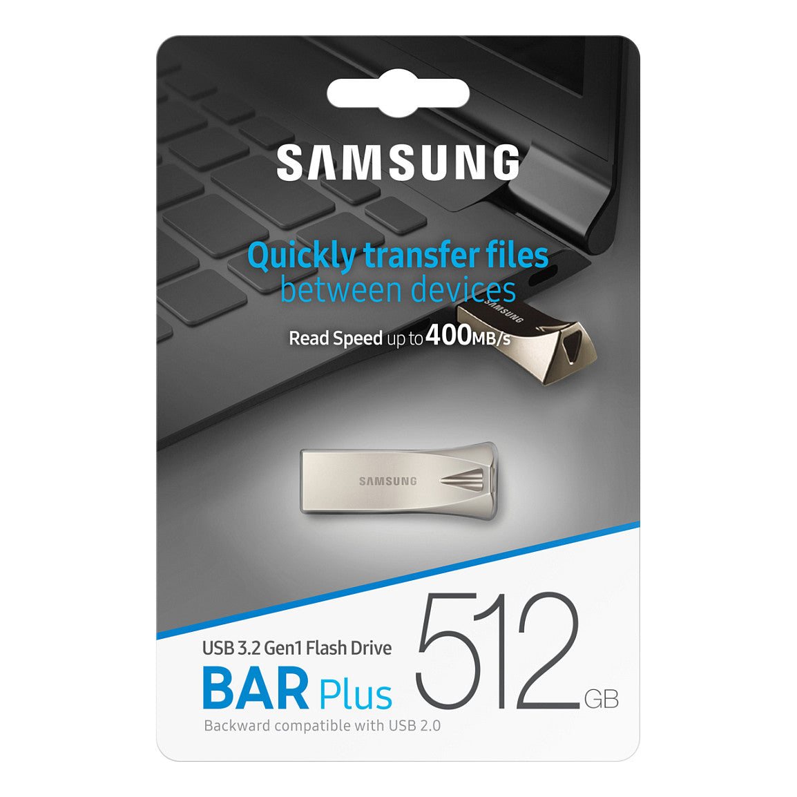 STICK 512GB Samsung BAR Plus Champagne Silver USB 3.1 retail
