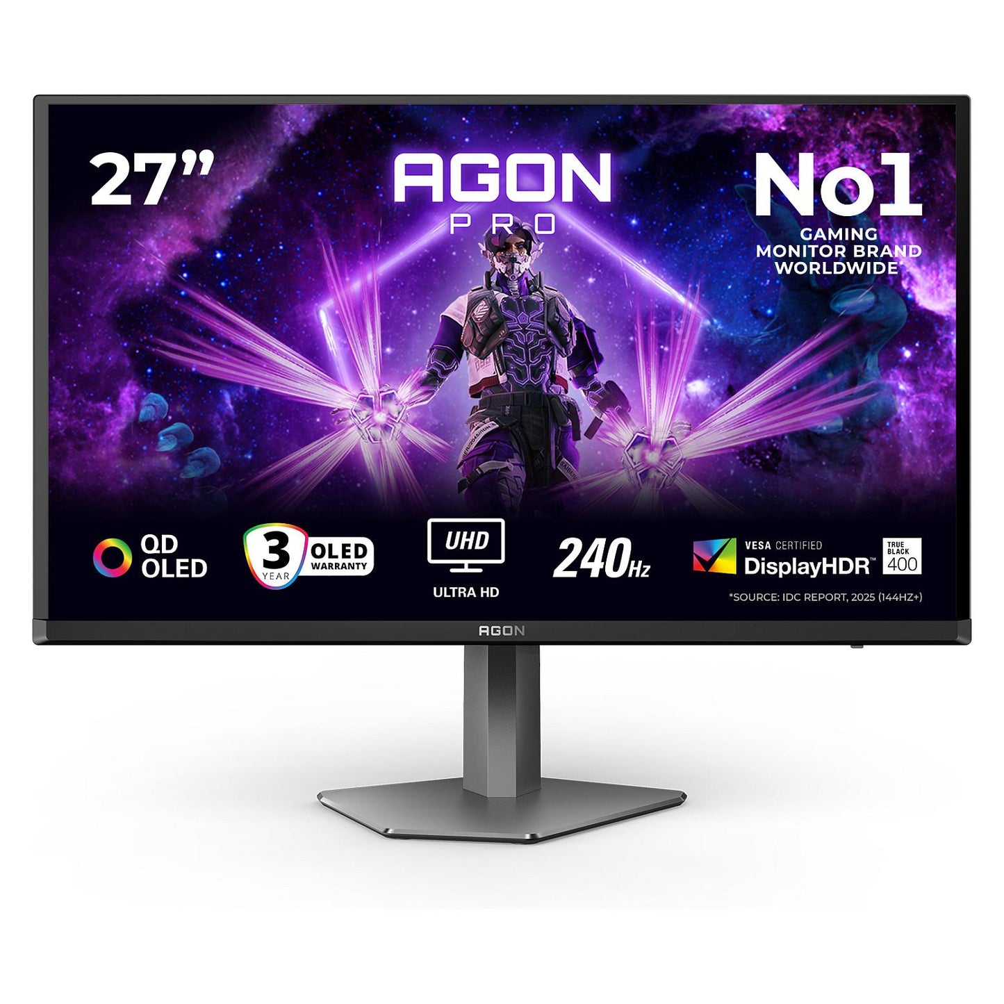 67,3cm/26,5" (3840x2160) AOC AG276UZD 16:9 4K QD-OLED 0,03ms 240Hz HDMI DisplayPort USB-C USB VESA Speaker HDR Black