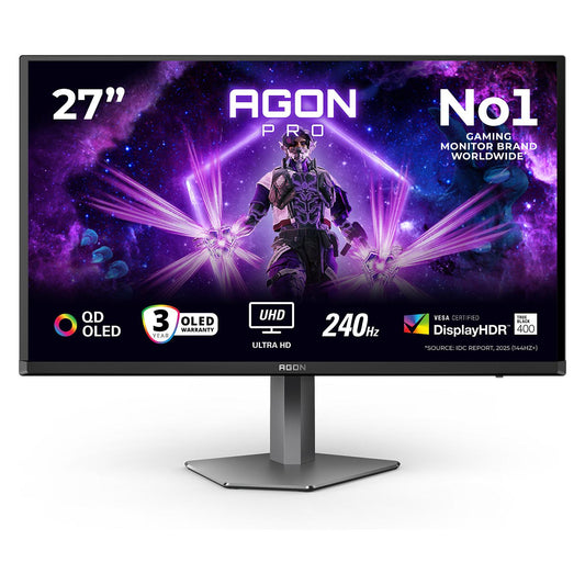 67,3cm/26,5" (3840x2160) AOC AG276UZD 16:9 4K QD-OLED 0,03ms 240Hz HDMI DisplayPort USB-C USB VESA Speaker HDR Black
