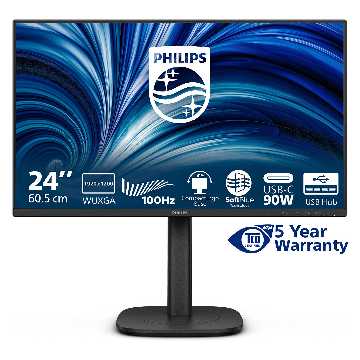 Philips 24B2U3301D - 24 Zoll Full HD, (1920x1080, 120 Hz, 1x HDMI 1.4, 1. DP 1.4, 1x DP schwarz