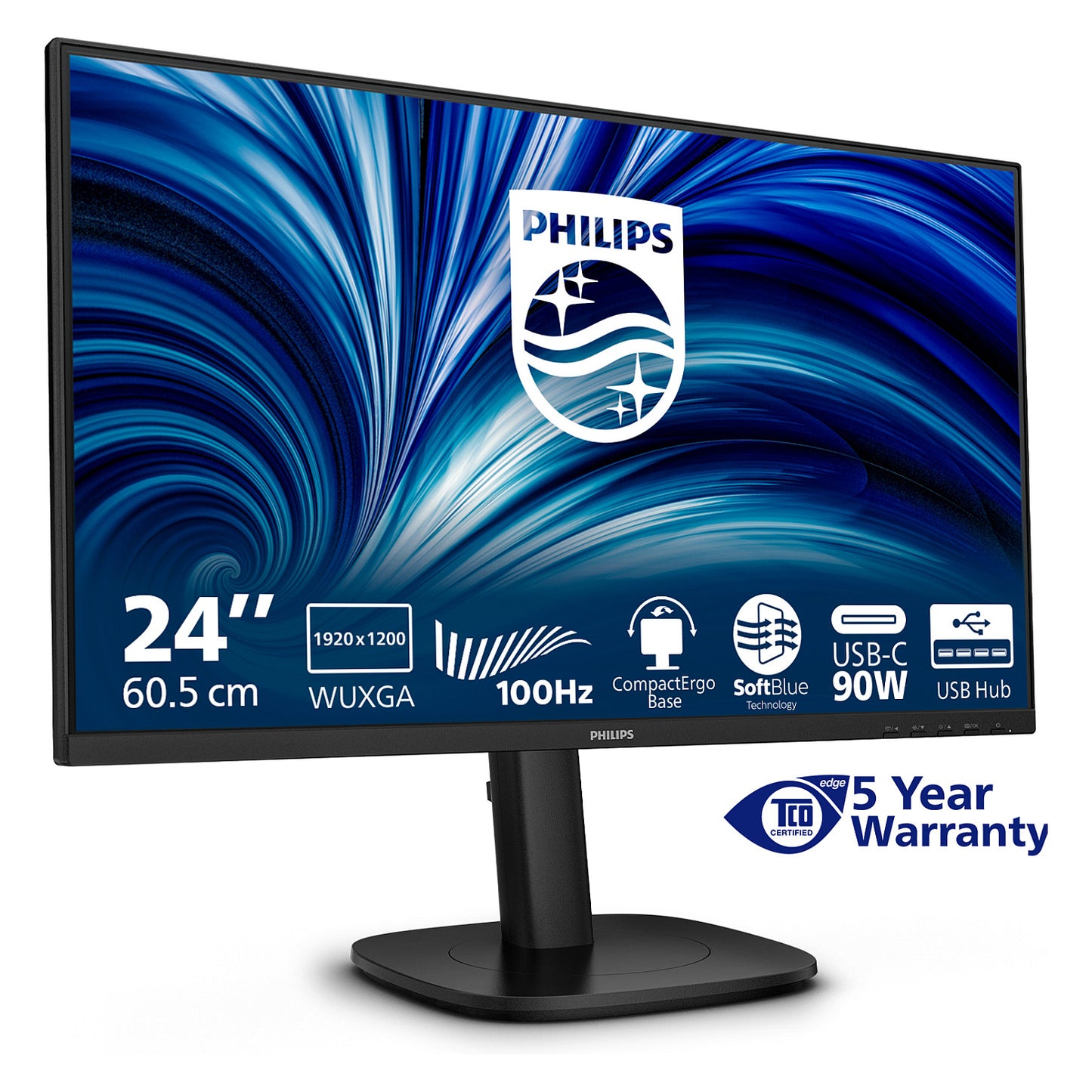 Philips 24B2U3301D - 24 Zoll Full HD, (1920x1080, 120 Hz, 1x HDMI 1.4, 1. DP 1.4, 1x DP schwarz