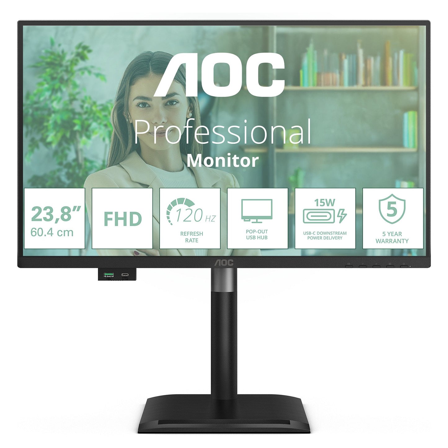 AOC 60,5cm (23,8") 24P4U 16:09 HDMI+DP+DVI+USB IPS Lift bk