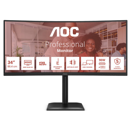 AOC 86,0cm (34") CU34E4CV 21:09 2xHDMI+DP+USB-C Curved blk