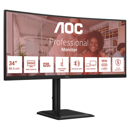 AOC 86,0cm (34") CU34E4CV 21:09 2xHDMI+DP+USB-C Curved blk