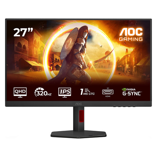 AOC Gaming Q27G4SRU - 27 Zoll QHD, 300 Hz, 1 ms, HDR400 2560x1440, 2x HDMI 2.1, DisplaPort 1.4, USB Hub schwarz-rot