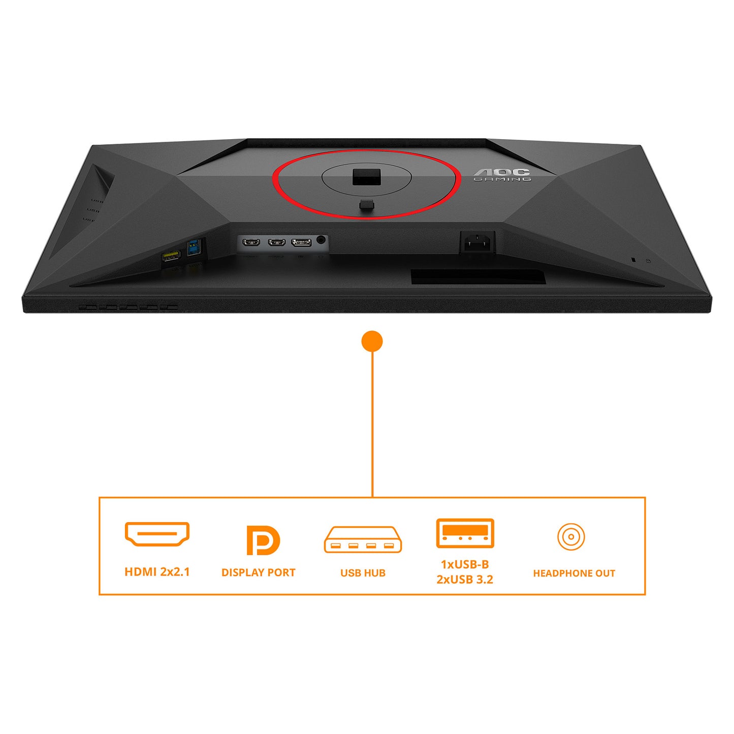 AOC Gaming Q27G4SRU - 27 Zoll QHD, 300 Hz, 1 ms, HDR400 2560x1440, 2x HDMI 2.1, DisplaPort 1.4, USB Hub schwarz-rot