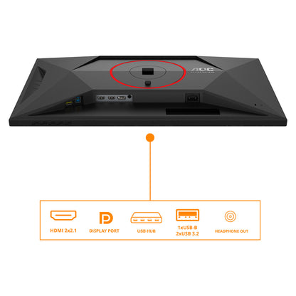 AOC Gaming Q27G4SRU - 27 Zoll QHD, 300 Hz, 1 ms, HDR400 2560x1440, 2x HDMI 2.1, DisplaPort 1.4, USB Hub schwarz-rot
