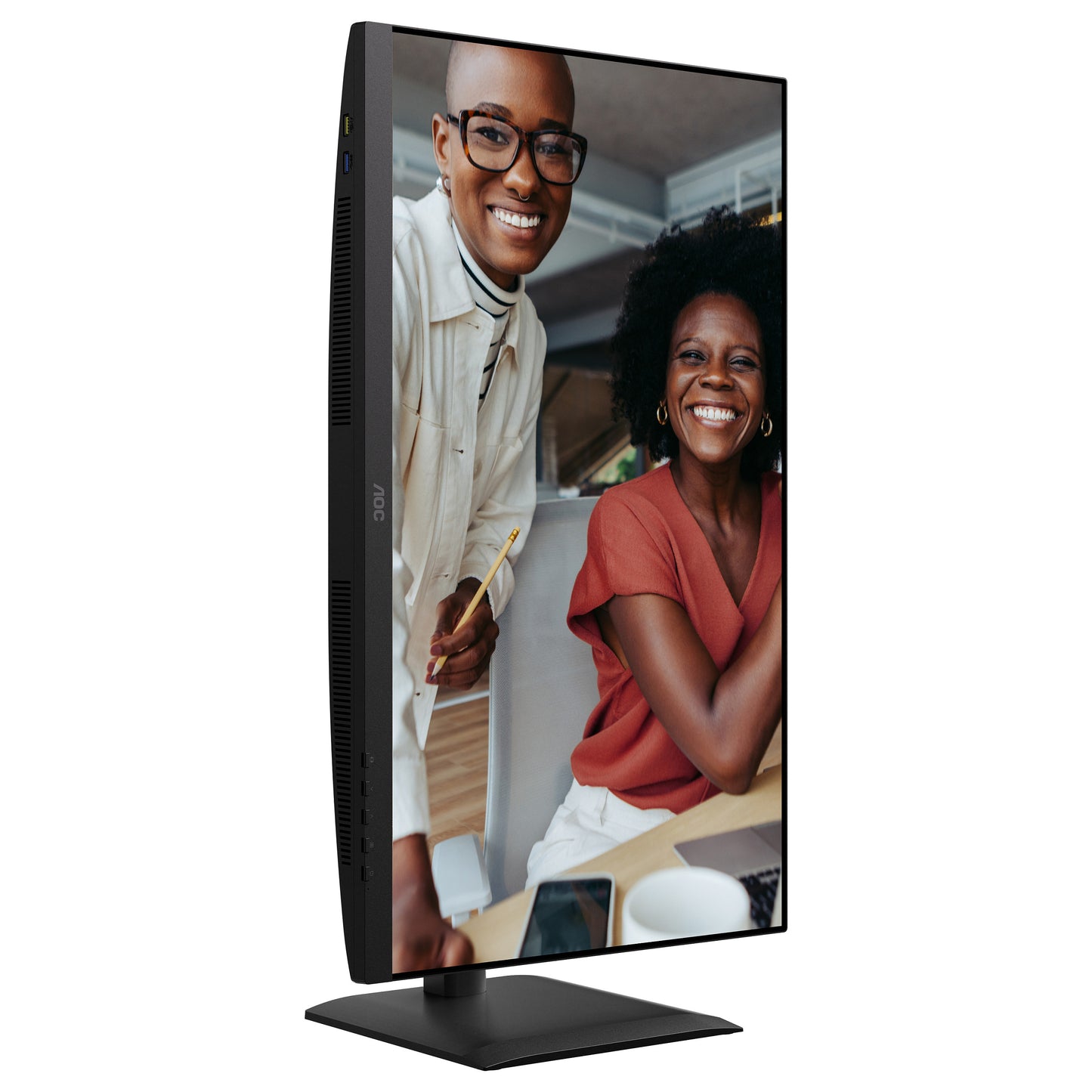 AOC U27E4CV - 27 Zoll Ultra HD, Lautsprecher, (3840x2160, 60 Hz, 2x HDMI 2.0, DisplayPort 1.4, USB-C (90W PD), RJ45, USB Hub) schwarz