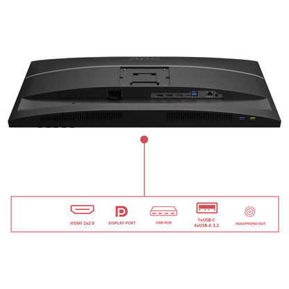AOC U27E4CV - 27 Zoll Ultra HD, Lautsprecher, (3840x2160, 60 Hz, 2x HDMI 2.0, DisplayPort 1.4, USB-C (90W PD), RJ45, USB Hub) schwarz