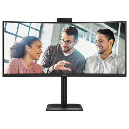 86,4cm/34" (3440x1440) AOC CU34E4CW 21:9 VA 4ms 120Hz Curved HDMI DisplayPort USB-C RJ45 VESA Speaker Webcam HDR10 KVM Black