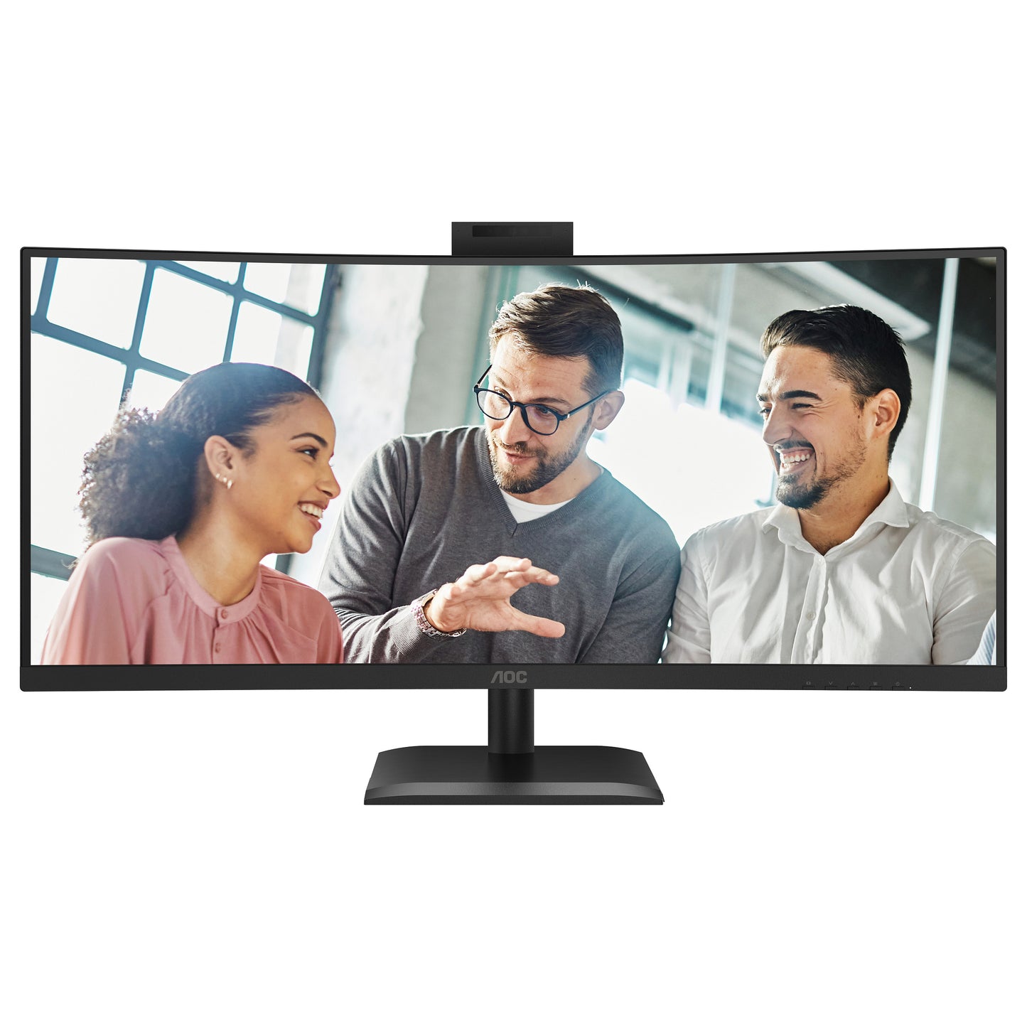86,4cm/34" (3440x1440) AOC CU34E4CW 21:9 VA 4ms 120Hz Curved HDMI DisplayPort USB-C RJ45 VESA Speaker Webcam HDR10 KVM Black