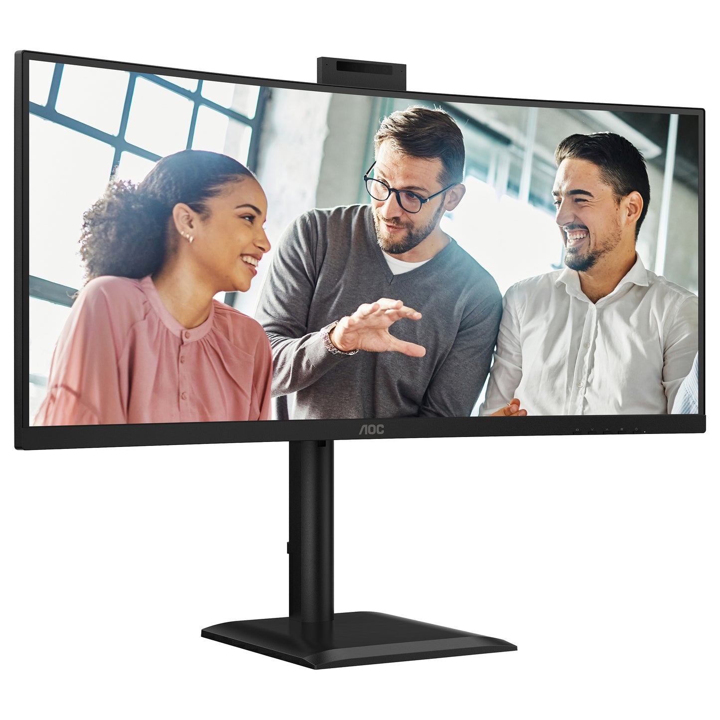 86,4cm/34" (3440x1440) AOC CU34E4CW 21:9 VA 4ms 120Hz Curved HDMI DisplayPort USB-C RJ45 VESA Speaker Webcam HDR10 KVM Black