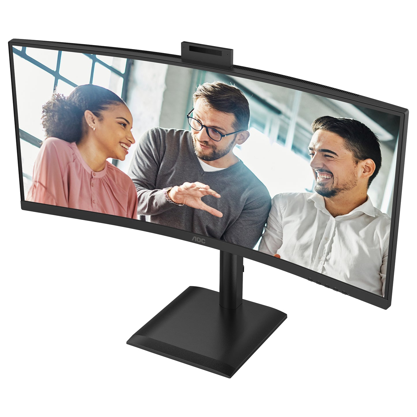 86,4cm/34" (3440x1440) AOC CU34E4CW 21:9 VA 4ms 120Hz Curved HDMI DisplayPort USB-C RJ45 VESA Speaker Webcam HDR10 KVM Black