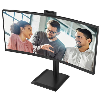 86,4cm/34" (3440x1440) AOC CU34E4CW 21:9 VA 4ms 120Hz Curved HDMI DisplayPort USB-C RJ45 VESA Speaker Webcam HDR10 KVM Black