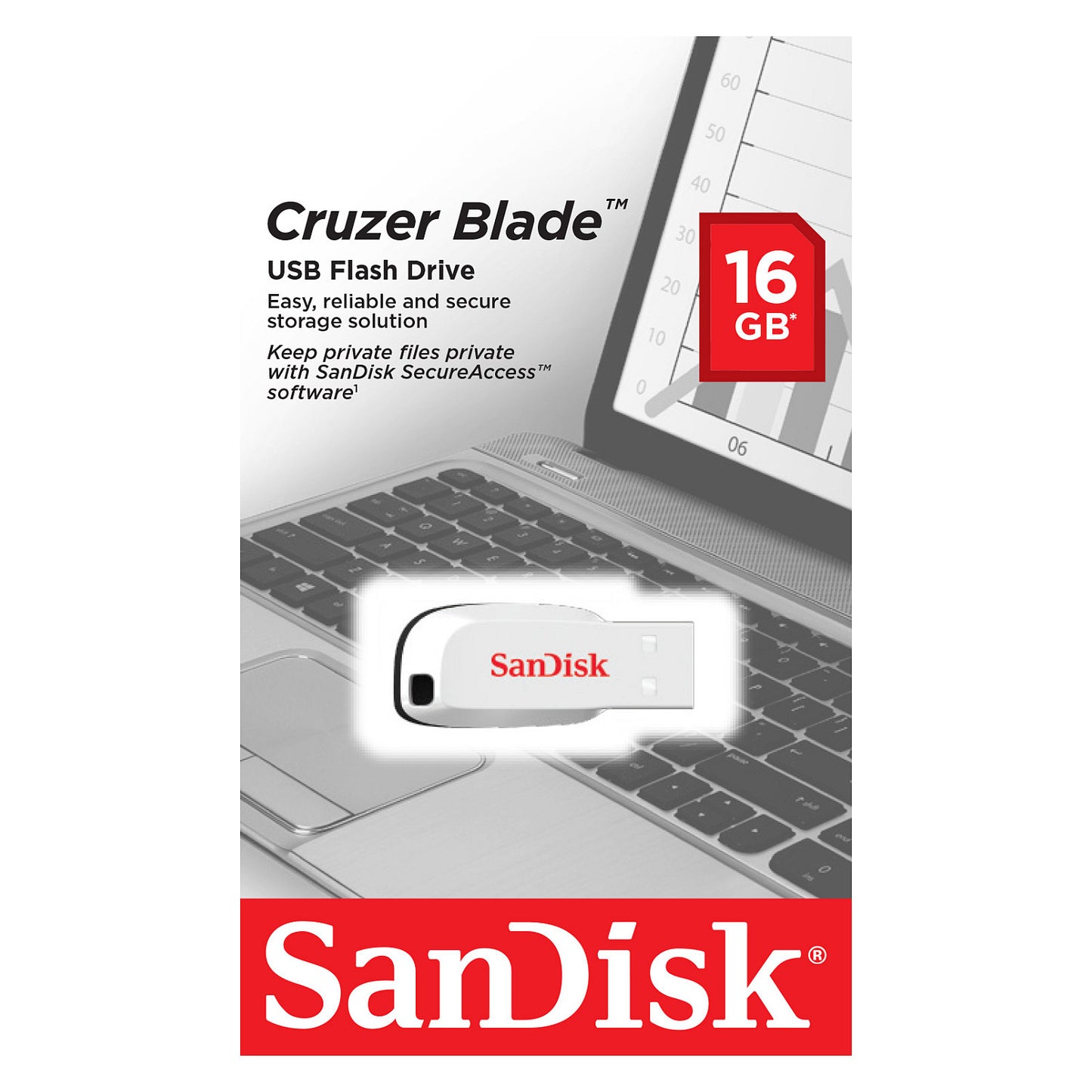 STICK Sandisk Cruzer Blade - USB-Flash-Laufwerk - 16 GB - USB 2.0 - wei