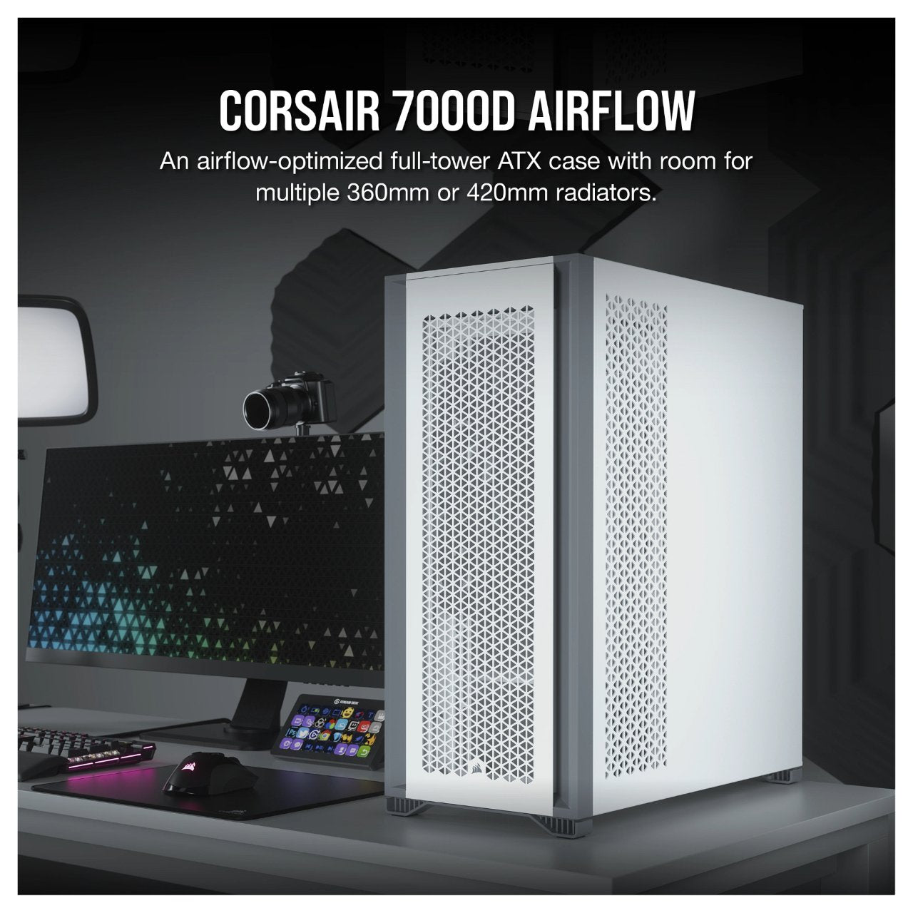 Corsair 7000D Airflow White Full Tower Gaming Gehäuse mit Glas Seitenfenster