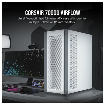 Corsair 7000D Airflow White Full Tower Gaming Gehäuse mit Glas Seitenfenster