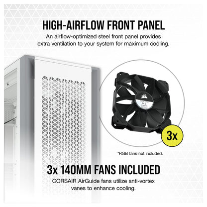 Corsair 7000D Airflow White Full Tower Gaming Gehäuse mit Glas Seitenfenster