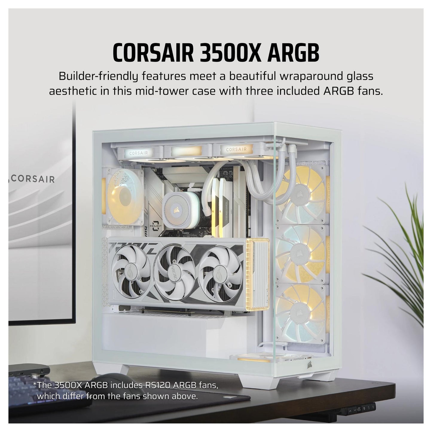 Corsair 3500X ARGB weiß Midi Tower ATX Gaming Gehäuse