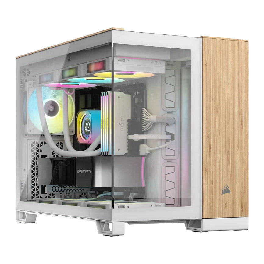 CORSAIR mATX 2500X (Tempered Glass) White/Bamboo Wood