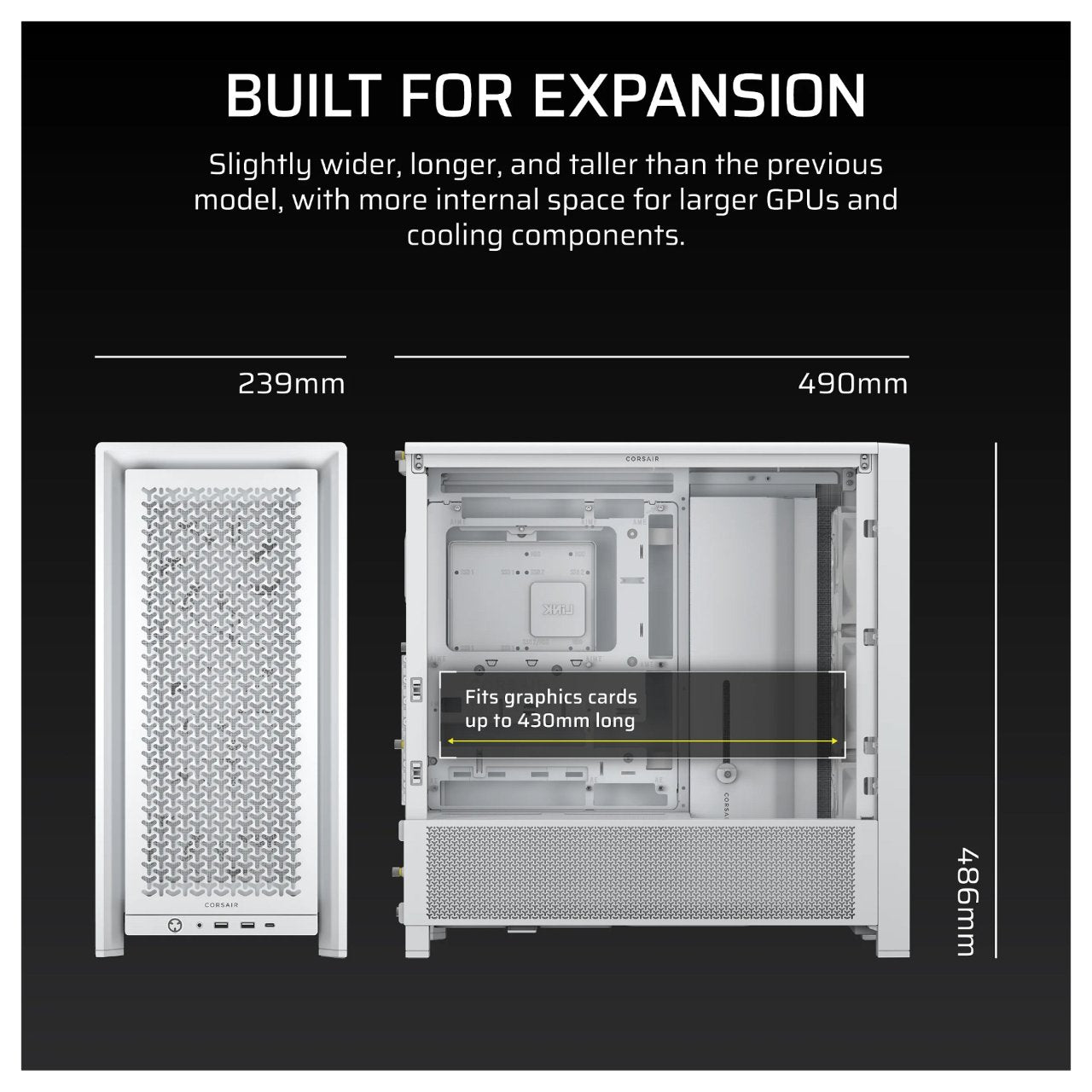 CORSAIR Frame 4000D RS Weiß Midi Tower ATX Gaming Gehäuse