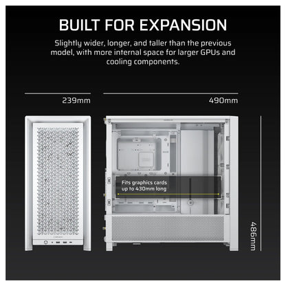 CORSAIR Frame 4000D RS Weiß Midi Tower ATX Gaming Gehäuse