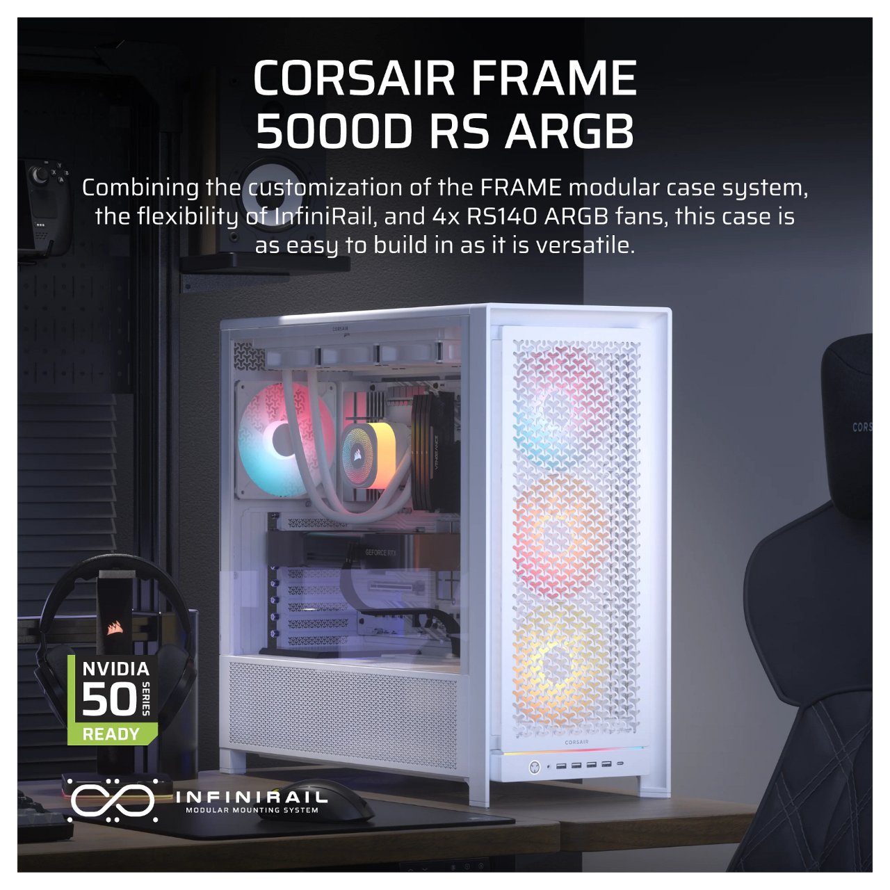 CORSAIR Frame 5000D RS ARGB Weiß Midi Tower ATX Gaming Gehäuse