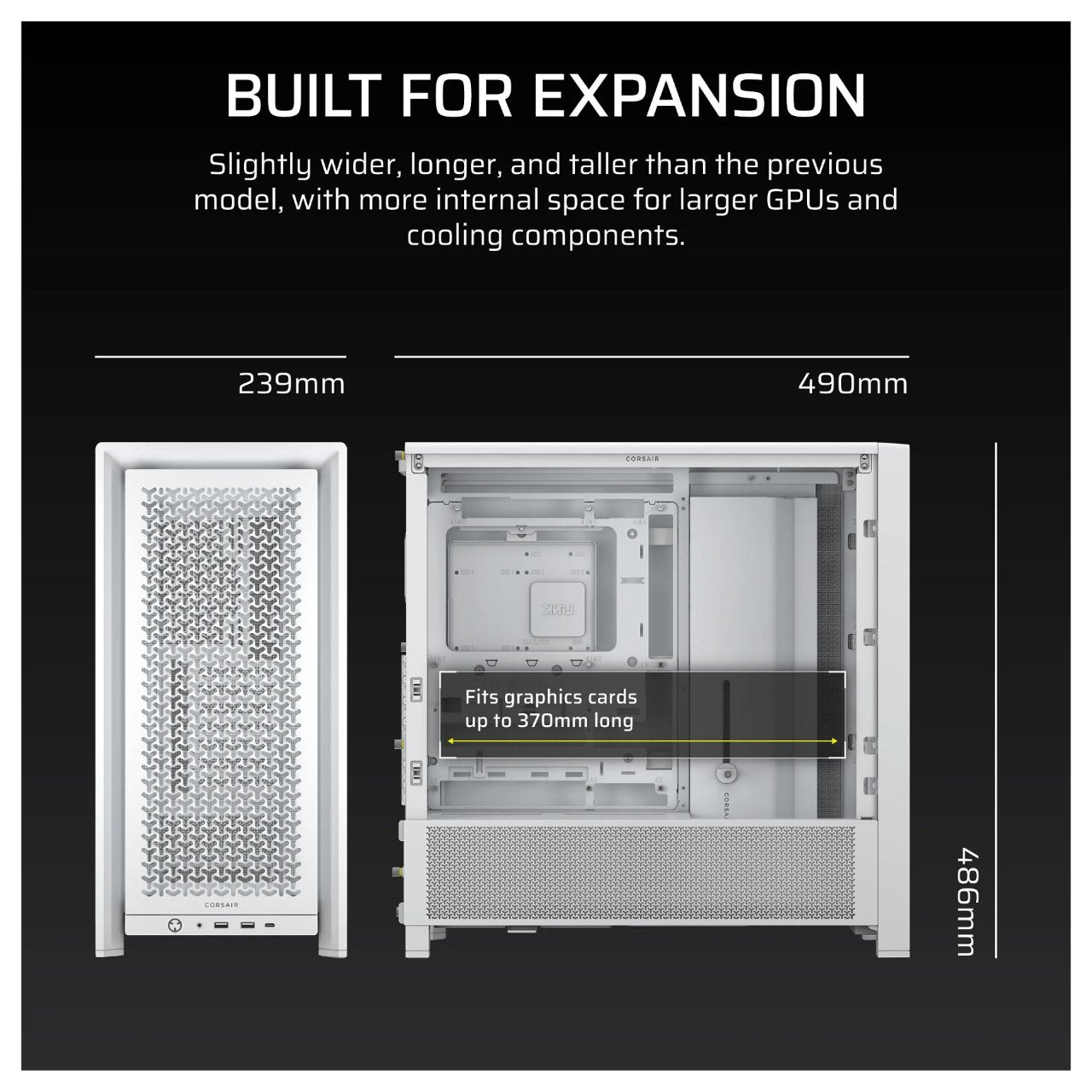 CORSAIR Frame 4000D Weiß Midi Tower ATX Gaming Gehäuse