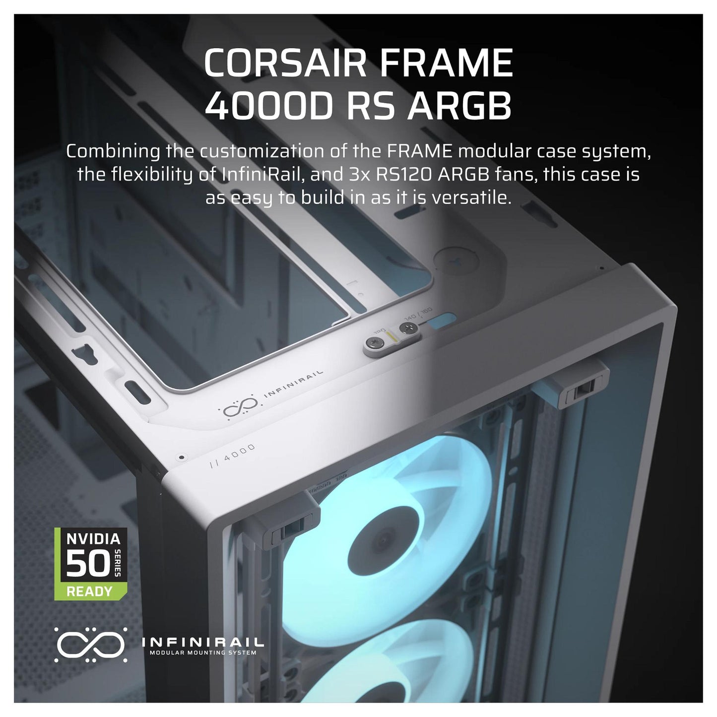 CORSAIR Frame 4000D RS ARGB Weiß Midi Tower ATX Gaming Gehäuse