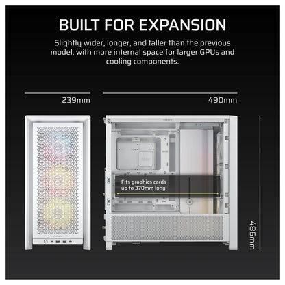 CORSAIR Frame 4000D RS ARGB Weiß Midi Tower ATX Gaming Gehäuse