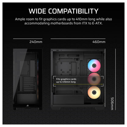 CORSAIR Midi 3500X RSR ARGB (Tempered Glass) Black