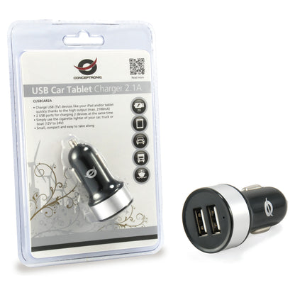 CONCEPTRONIC KFZ-Ladegerät 2-Port 2xUSB-A 10.5W sw