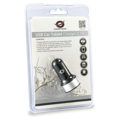 CONCEPTRONIC KFZ-Ladegerät 2-Port 2xUSB-A 10.5W sw