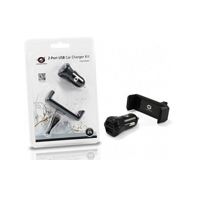 CONCEPTRONIC KFZ-Ladegerät 2-Port 2xUSB-A +Halter 10W sw