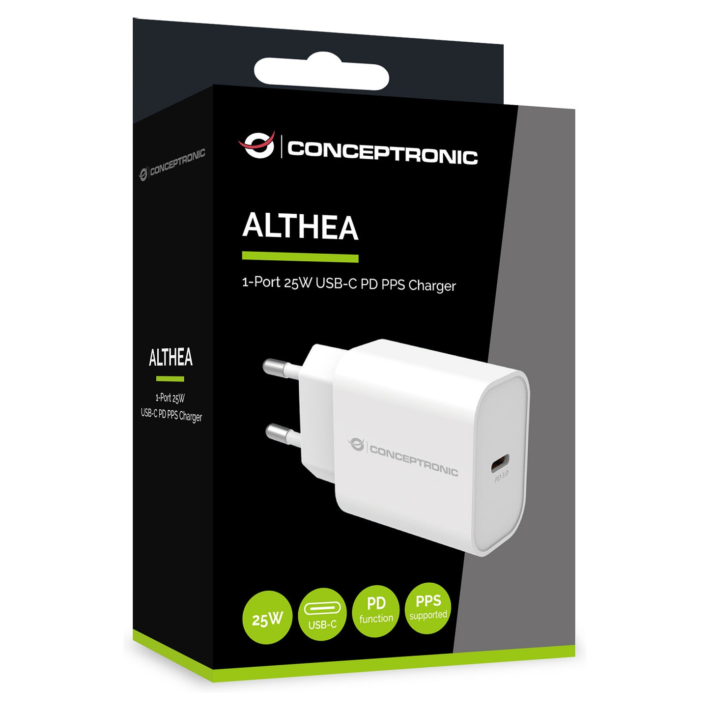 CONCEPTRONIC Ladegerät 1Port USB-C 25WPD3.0/PPS ws