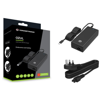 CONCEPTRONIC Ladegerät 1Port GaN USB-C UK 100WPD3.0/PPS sw