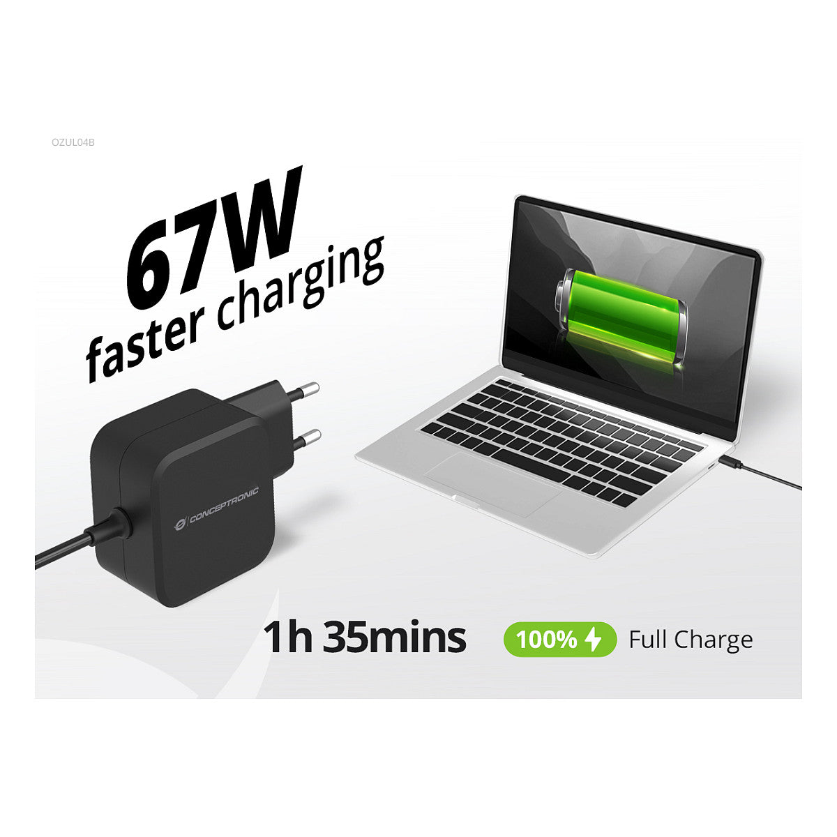 CONCEPTRONIC Ladegerät 1Port GaN USB-C Desk 67WPD3.0/PPS sw