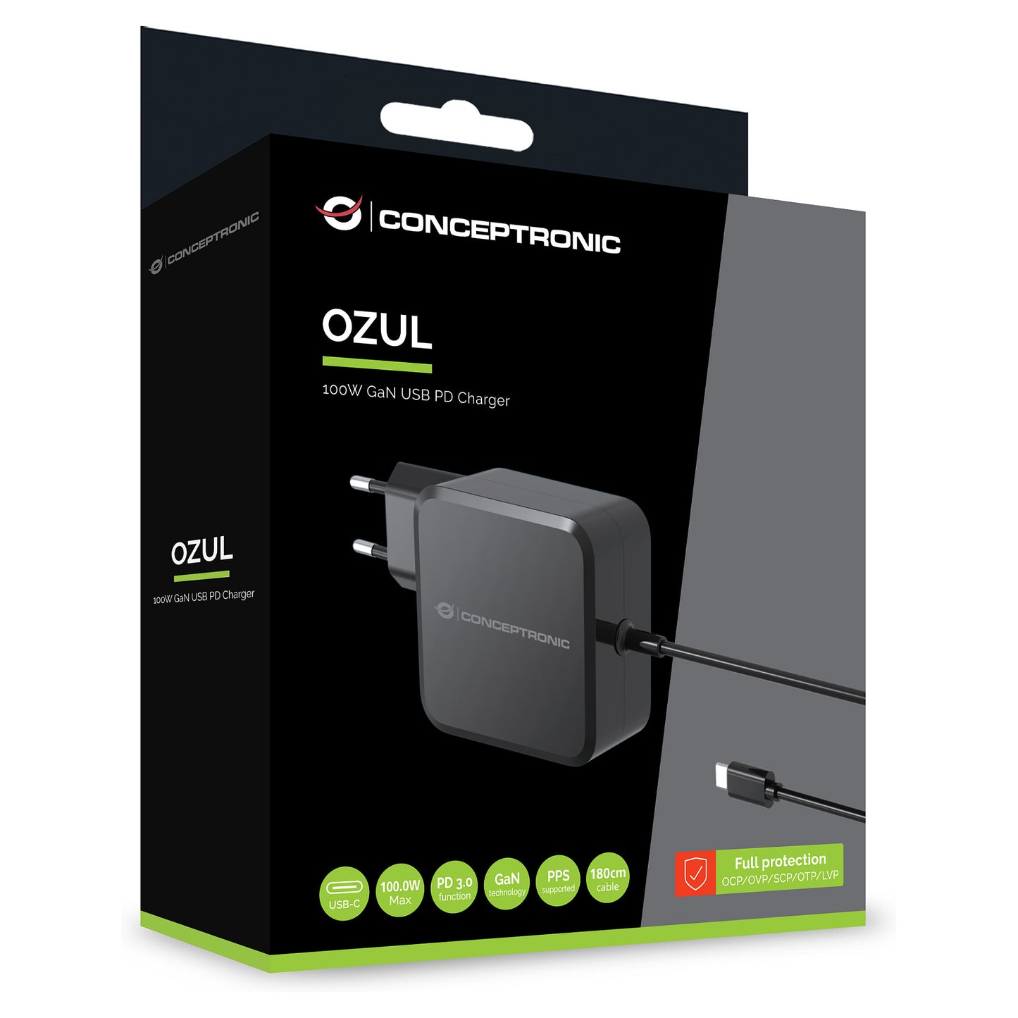 CONCEPTRONIC Ladegerät 1Port GaN USB-C Desk 100WPD3.0/PPS sw