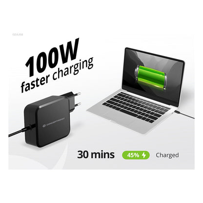 CONCEPTRONIC Ladegerät 1Port GaN USB-C Desk 100WPD3.0/PPS sw