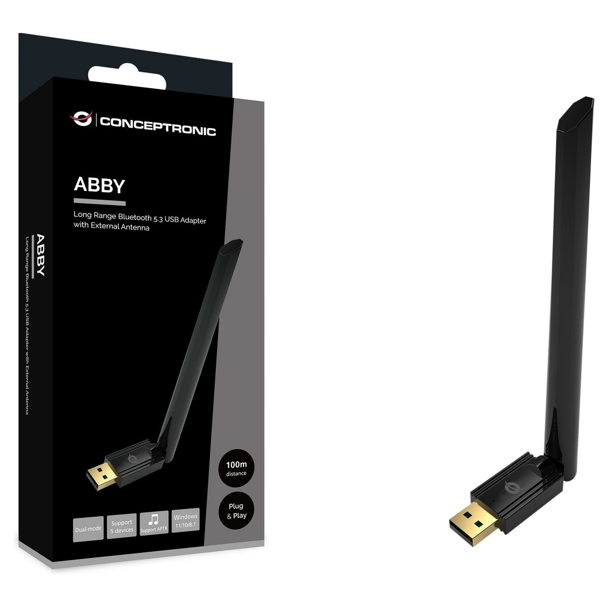 CONCEPTRONIC Bluetooth5.3 Adapter NanoUSB 100m schwarz
