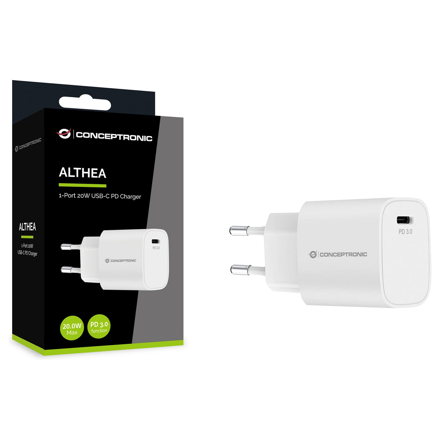 CONCEPTRONIC Ladegerät 1Port USB-C Top-Port 20WPD3.0 ws