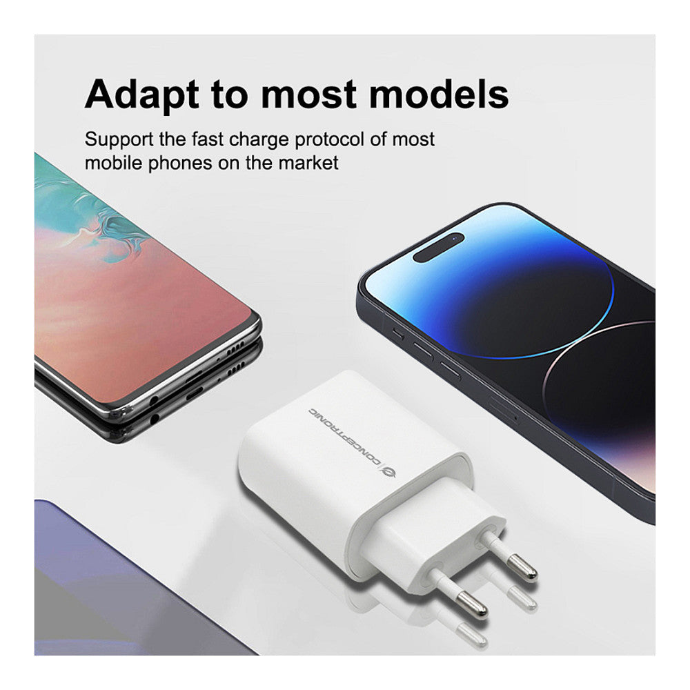 CONCEPTRONIC Ladegerät 1Port USB-C Top-Port 20WPD3.0 ws