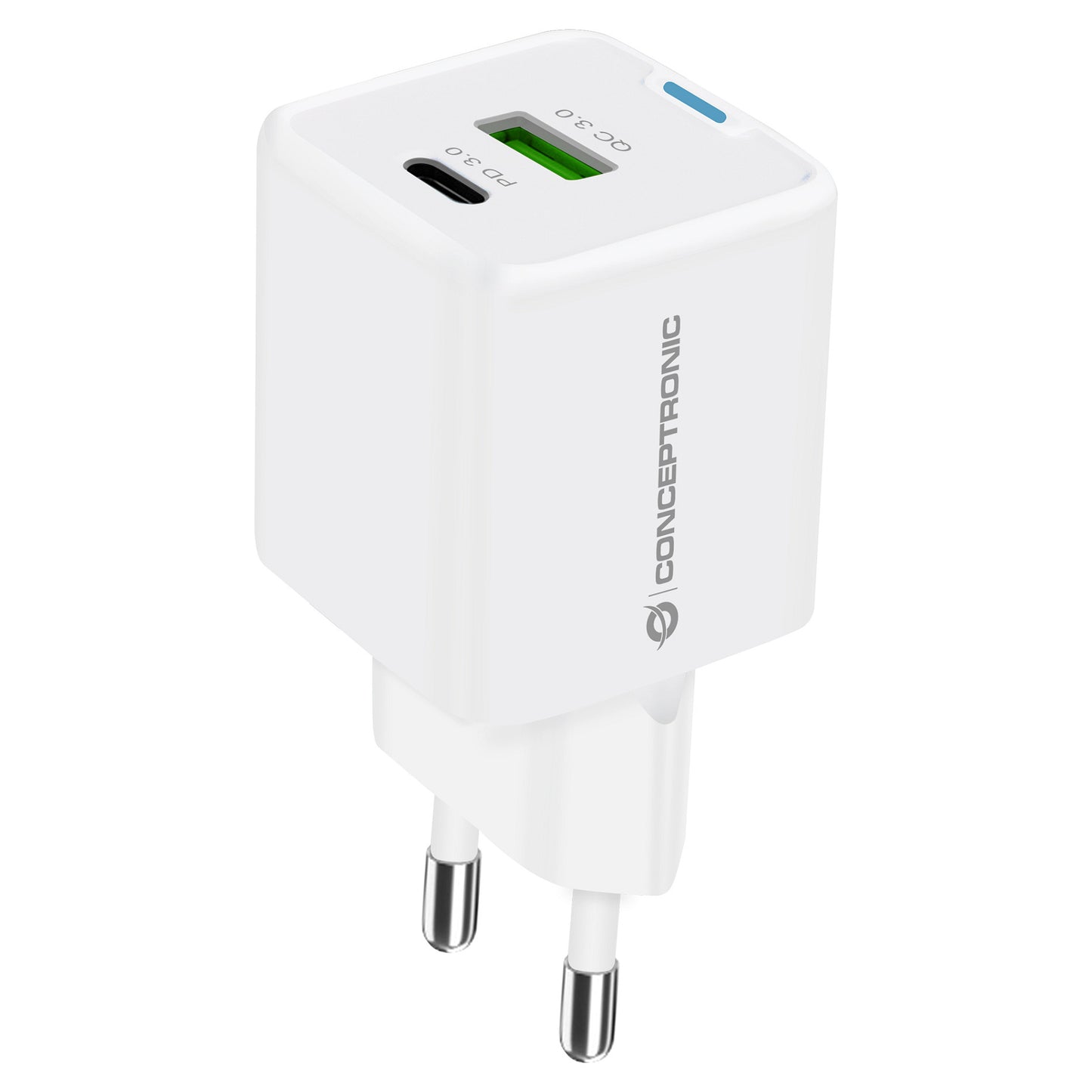 CONCEPTRONIC Ladegerät 2Port GaN USB-C/-A 20WPD3.0/PPS ws